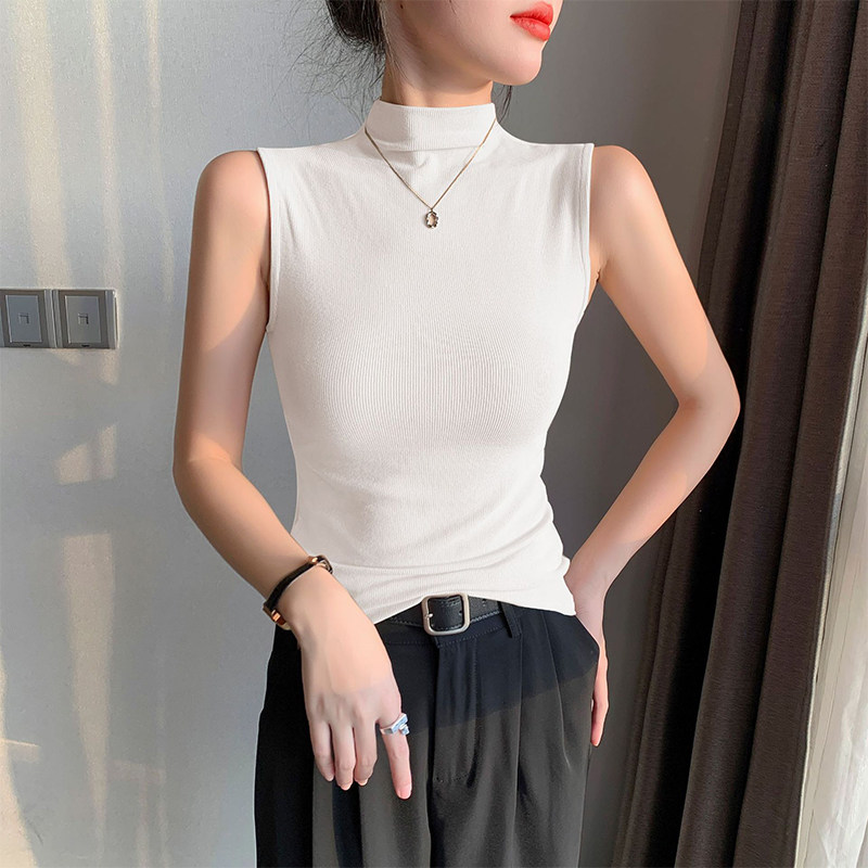 白色修身罗纹小高领吊带背心女内搭春夏季新款纯色百搭无袖打底衫,女装/女士精品,背心吊带,淘宝优惠券,粉丝福利购,淘宝优惠卷