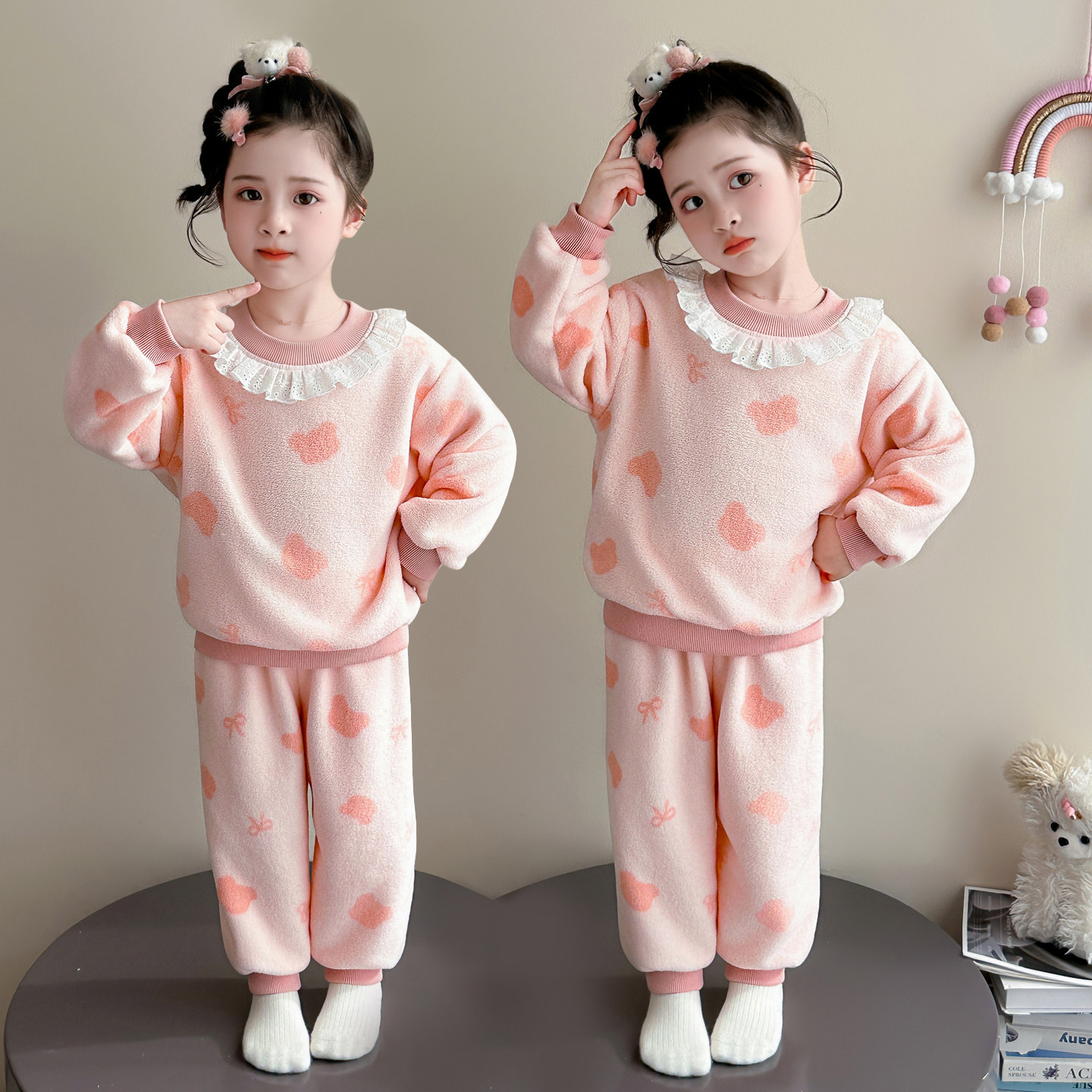 儿童秋冬季家居服女孩睡衣珊瑚绒