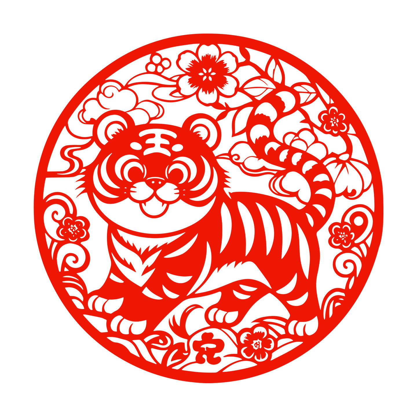 生肖虎玻璃贴纸12生肖虎窗花剪玻璃膜/贴