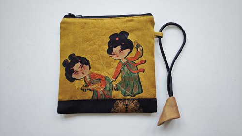 原创设计手工制作100%桑蚕丝香云纱手拿包化妆包手机包钥匙包