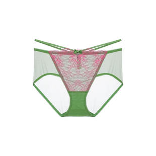 伊丝艾拉内裤女夏季薄款全棉裆透明性感蕾丝大码胖mm女士三角裤