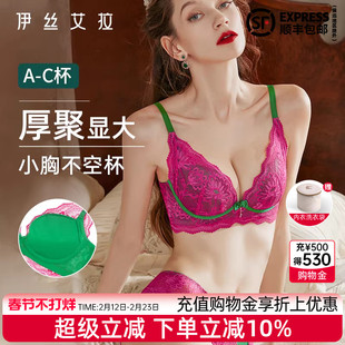 伊丝艾拉聚拢内衣女小胸显大加厚收副乳防下垂蕾丝性感无钢圈文胸