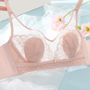 伊丝艾拉超薄无钢圈文胸 大胸显小不露点乳胶胸罩 蕾丝内衣女薄款