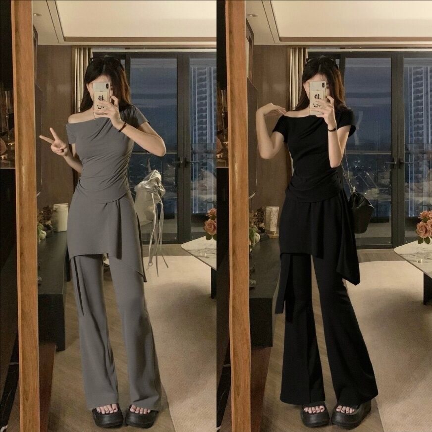 大尺码胖mm夏季女式新款装紧身收腰短袖T恤假两件休闲裤子时尚套,女装/女士精品,时尚套装,淘宝优惠券,粉丝福利购,淘宝优惠卷