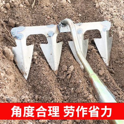 全钢锄头翻地松土除草四齿耙子农用种菜种蒜神器开荒搂草平地工具