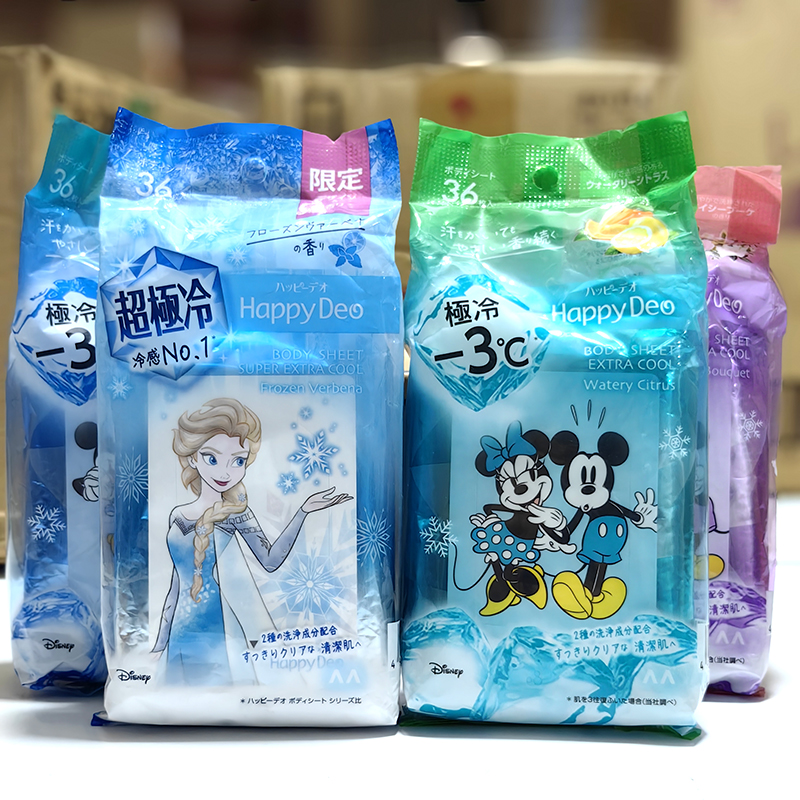 迪士尼联名限定 日本GSV happydeo凉感冷感湿巾降温止汗除味控油