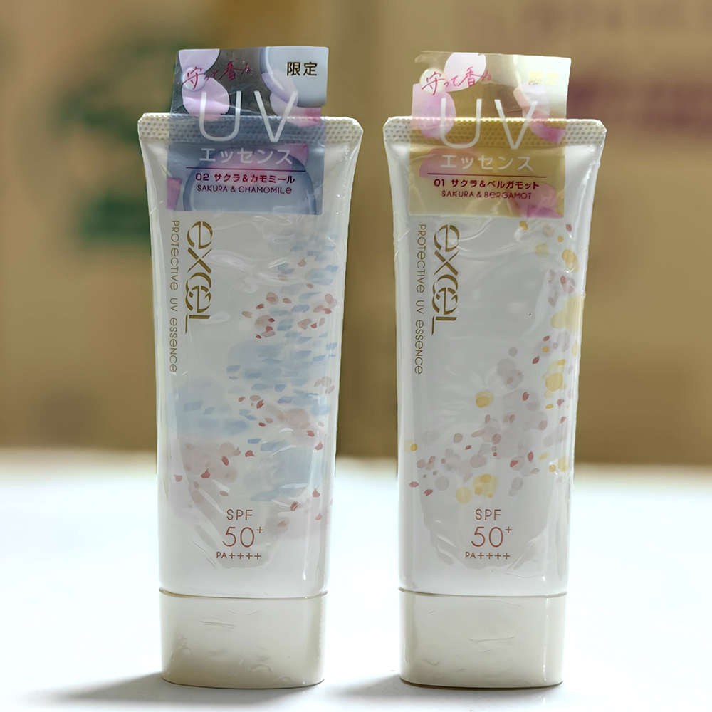 25年樱花限定 日本原装EXCEL防晒霜清爽含美容液防晒乳啫喱01/02