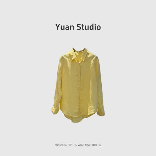 【YUAN】（衣长70）100%亚麻老钱风百搭刺绣女士衬衫（261061）