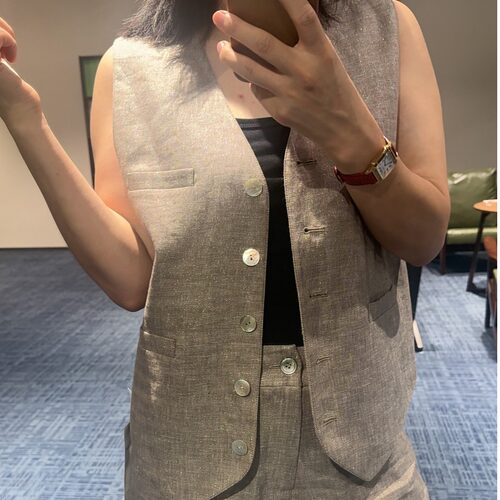 【李艺佳Joy】【进口面料】亚麻老钱风休闲显瘦女士马甲262084