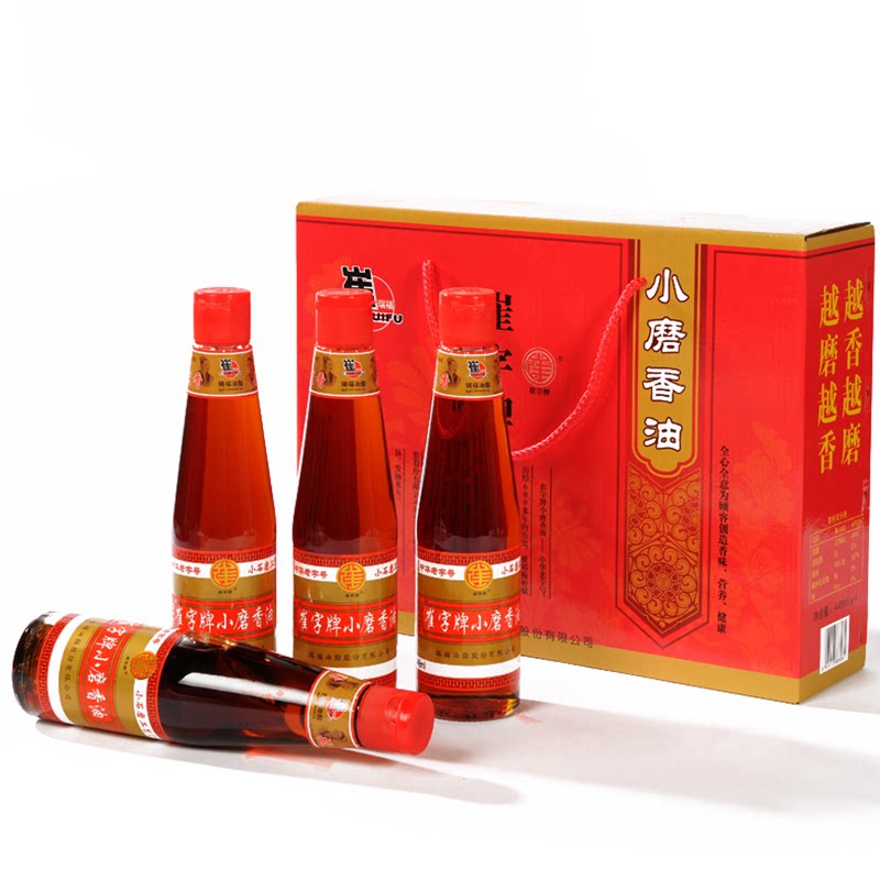 好客山东 崔字牌芝麻油 小磨香油礼盒装 448ml*4瓶家用纯正香油
