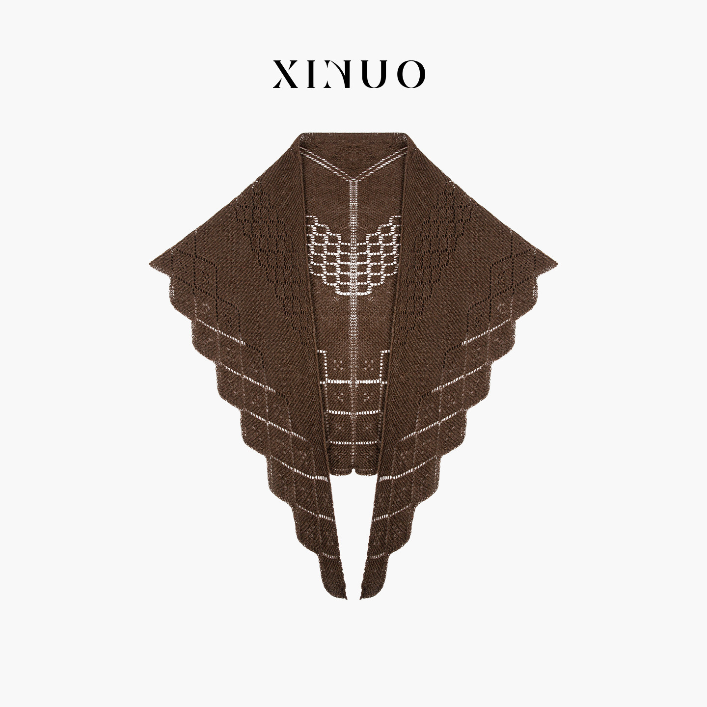 xinuosichou惜诺 镂空针织大披肩秋冬高级感三角巾轻奢牦牛绒围巾