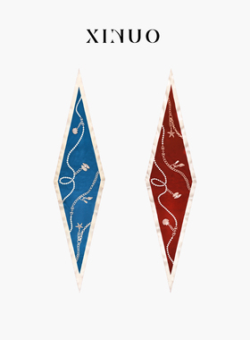 xinuosichou惜诺 乌托邦之风 真丝丝巾红色配饰围巾 桑蚕丝菱形巾