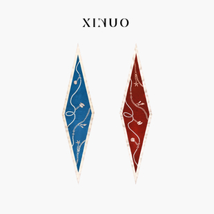 xinuosichou惜诺 乌托邦之风 真丝丝巾红色配饰围巾 桑蚕丝菱形巾