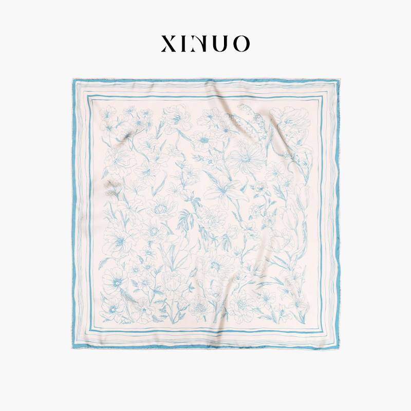 xinuosichou深林花圃真丝中方巾