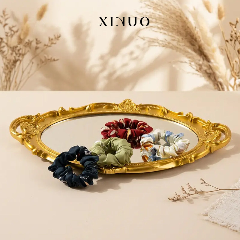 XINUO惜诺 轻奢真丝印花发圈14姆米头绳女原创桑蚕丝马尾高级感