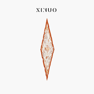 XINUO 原創(chuàng)桑蠶絲菱形巾女 復(fù)古真絲絲巾系脖防曬新款 春 浪漫樂(lè)章