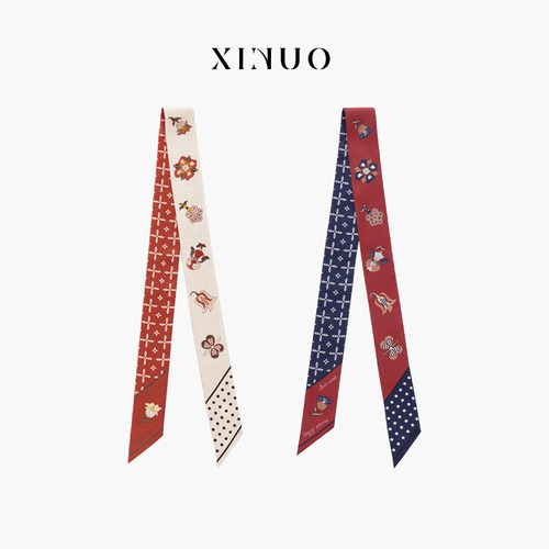 XINUO法式复古真丝丝巾飘带