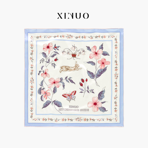XINUO高级兔子印花双面印丝巾