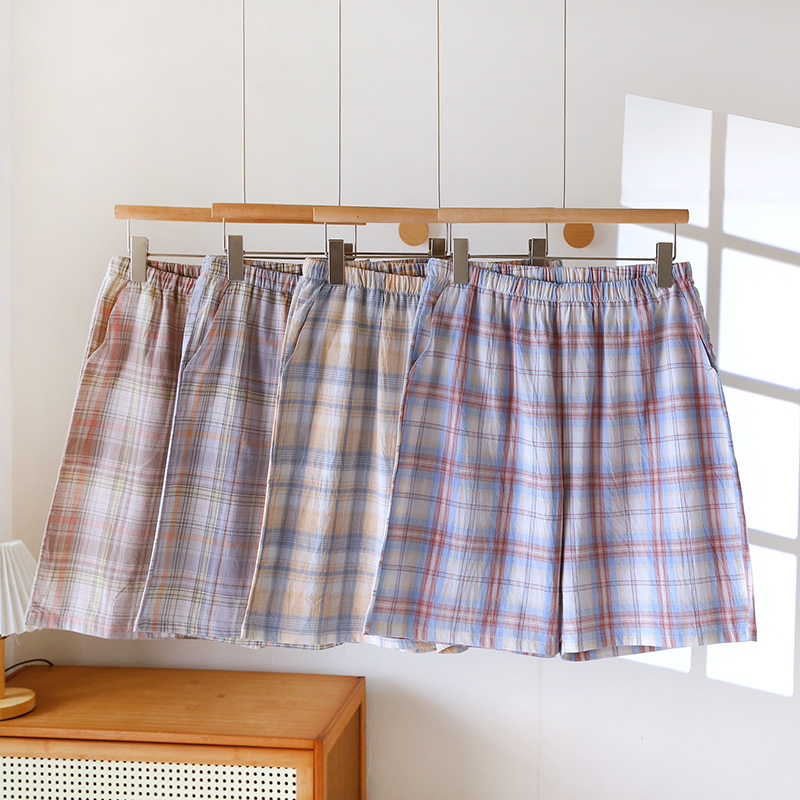 男大码短裤水洗纯棉格子风五分裤