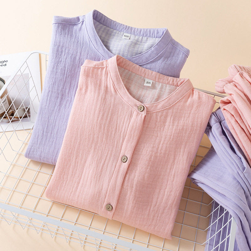 日式纯棉纱布睡衣情侣春夏秋季色织纯色休闲家居服薄男女长袖套装,女士内衣/男士内衣/家居服,睡衣/家居服套装,淘宝优惠券,粉丝福利购,淘宝优惠卷