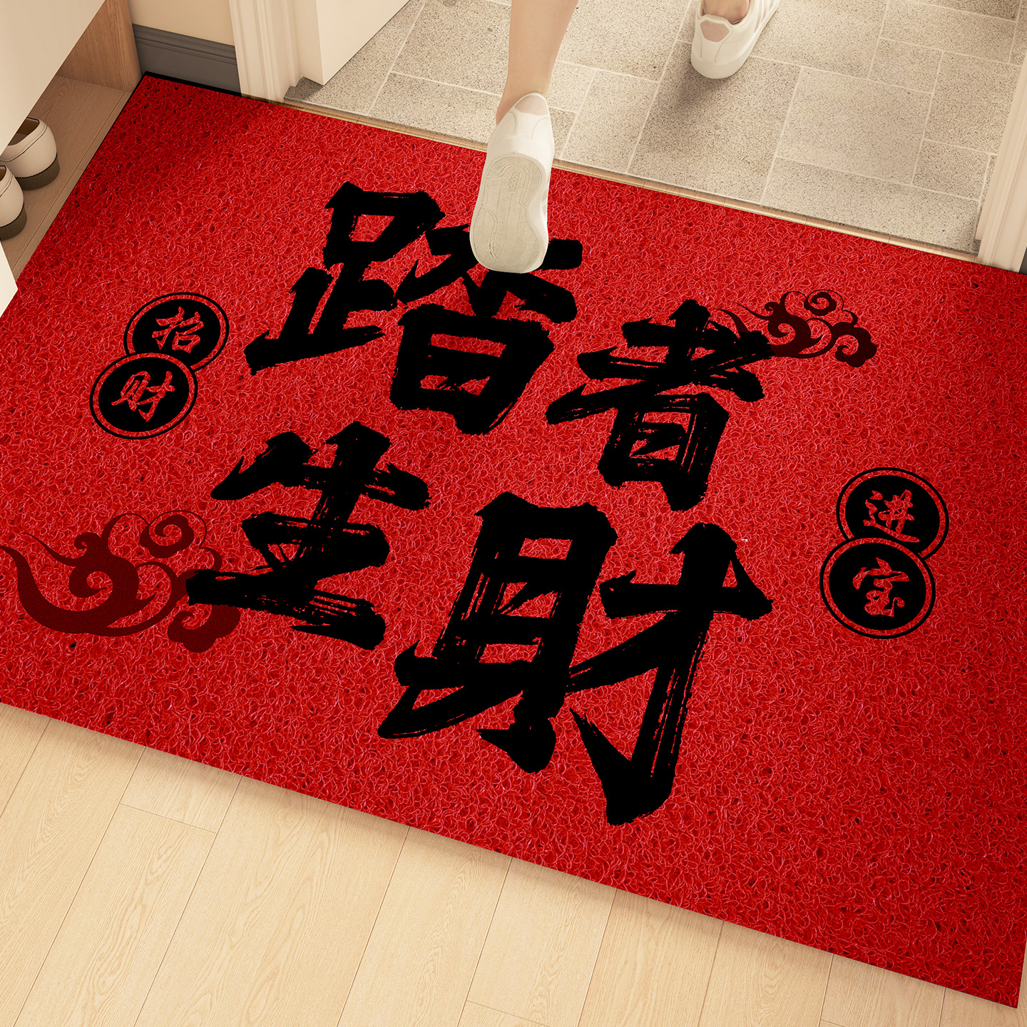 2025新款喜庆红色进门防滑地垫
