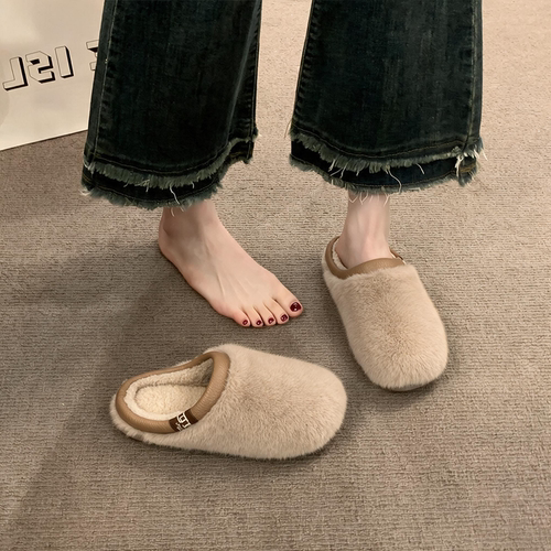 ECAC静音防滑棉拖鞋女款毛绒棉鞋