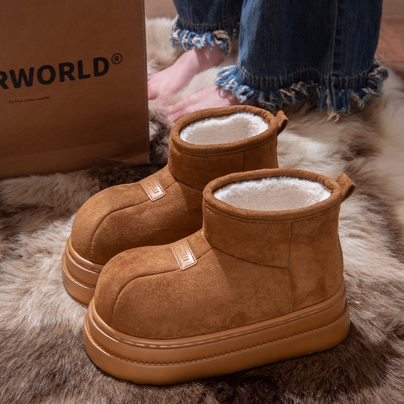 厚底雪地靴女防滑加绒加厚棉拖鞋