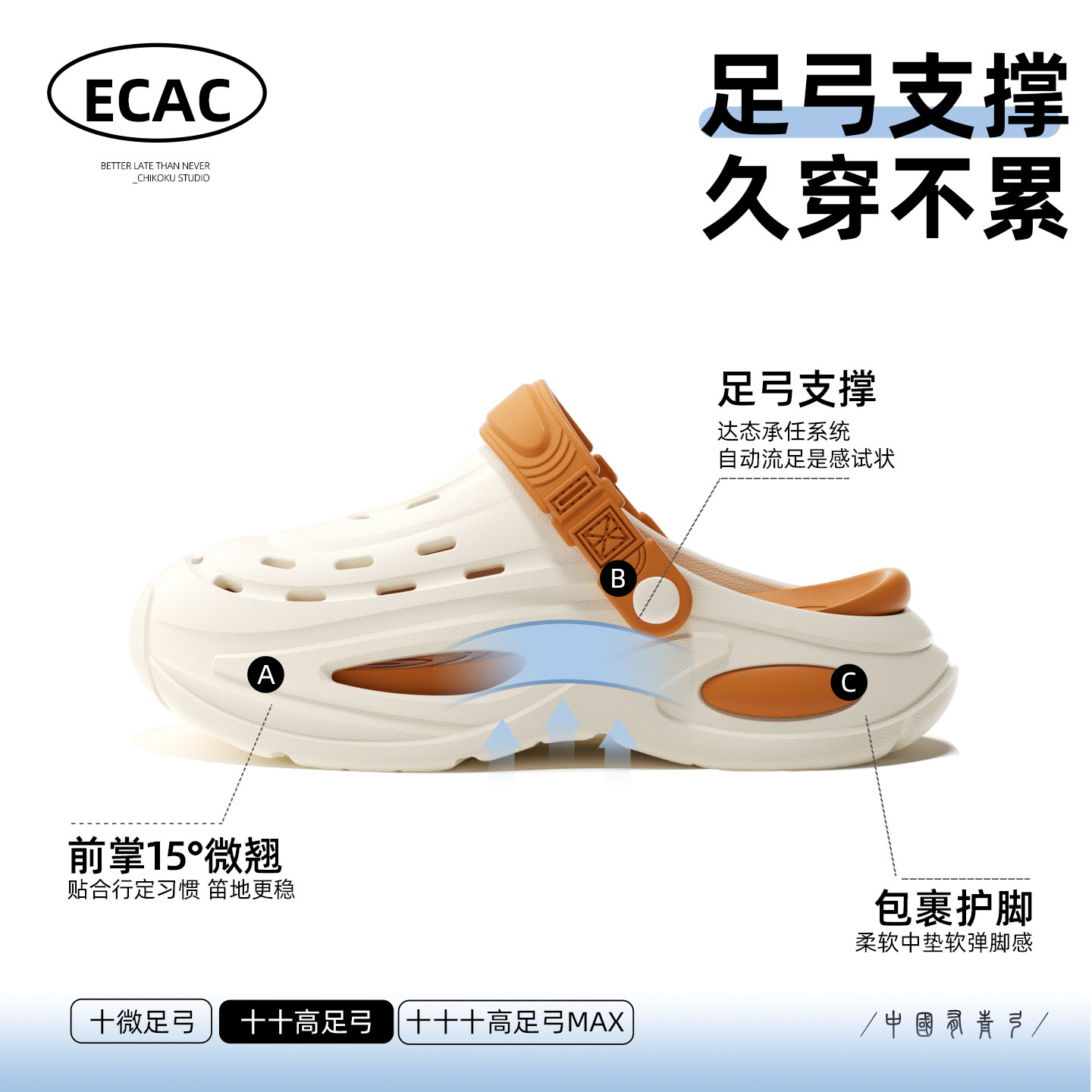 ECAC户外运动拖鞋男高质量洞洞鞋