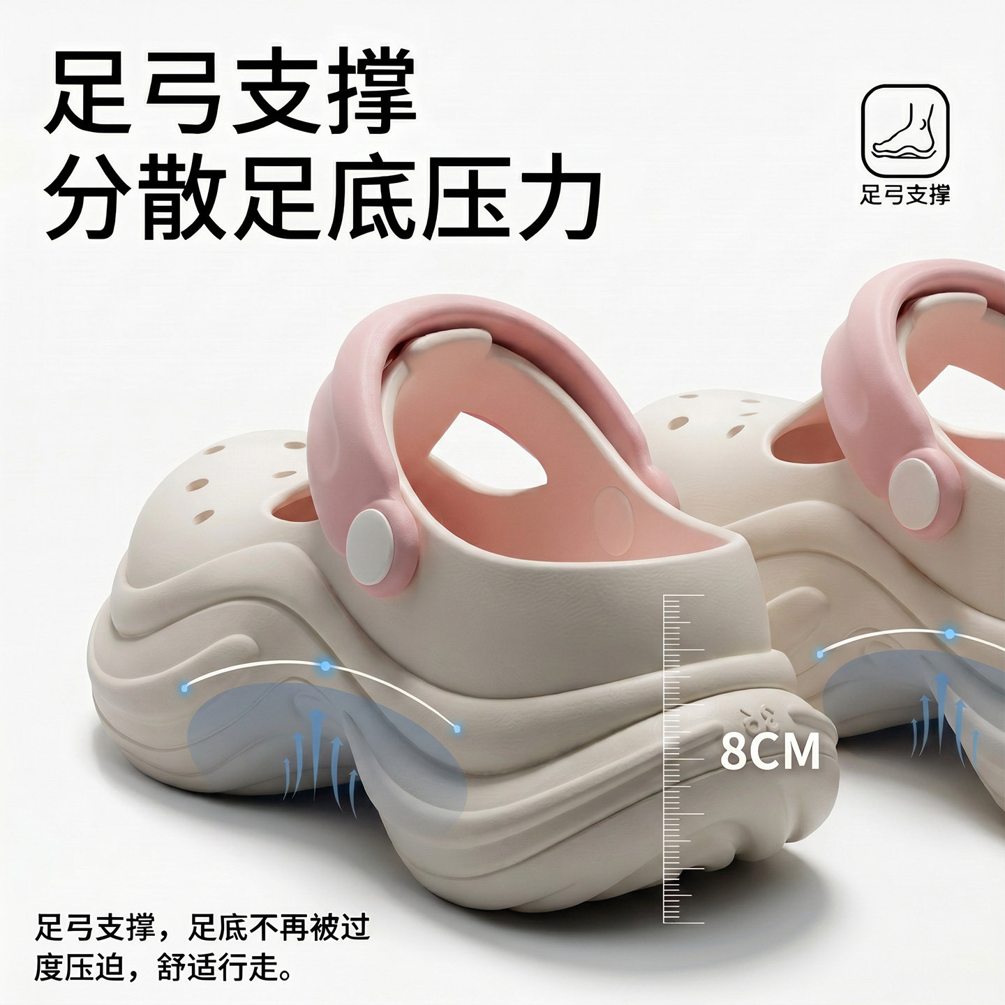 ECAC高颜值洞洞鞋有足弓女款新款