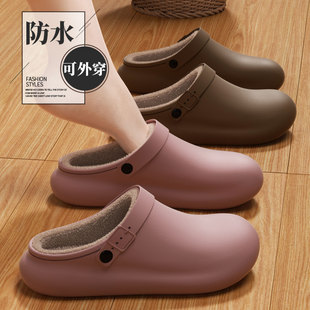 踩屎感棉拖鞋女款2025新款包头两穿带后跟勃肯鞋加绒毛拖鞋秋冬季