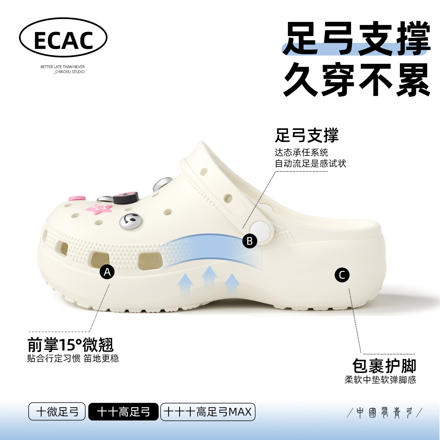 ECAC高质量洞洞鞋女款有足弓夏季图片