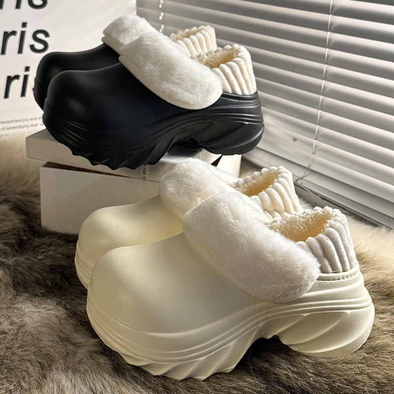 厚底增高跟棉拖鞋女2025新款冬季