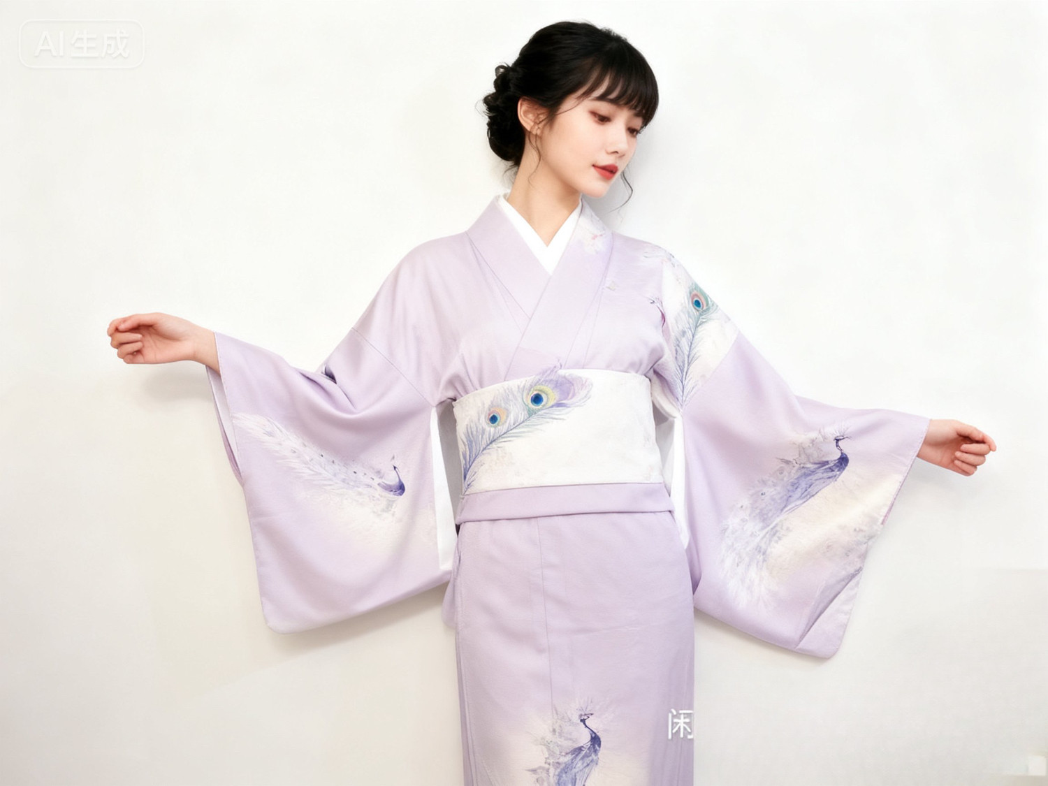 中古和服 正娟孔雀紫色和服 汉服面料正娟面料旗袍 古法旗袍 反解