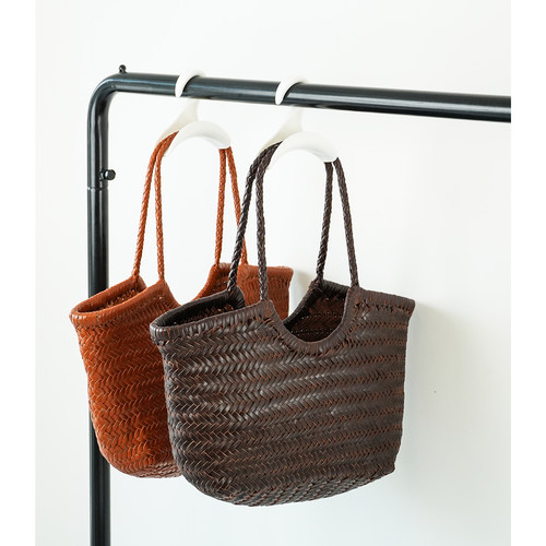 手编沙滩包法式腋下真皮女托特包