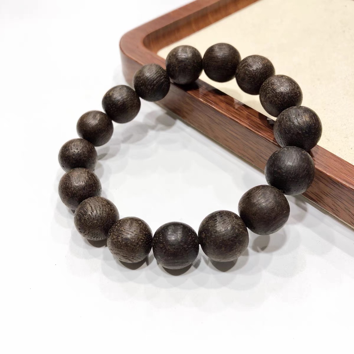 S159# 达拉干黑油沉香手串13.5mm 16颗 油脂饱满油线清晰清甜奶香