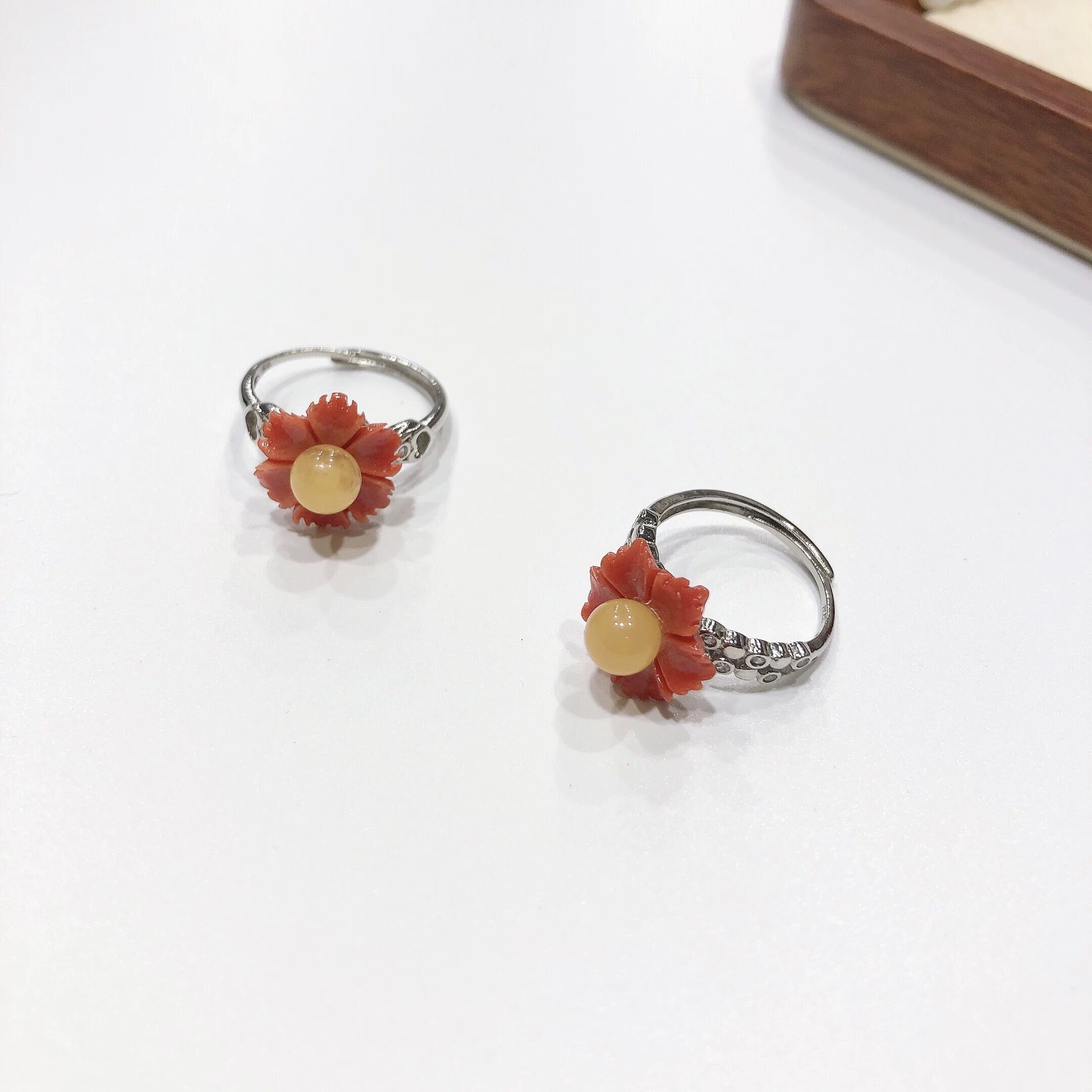 G20# 手工编蜜蜡雕花碧玺戒指 11-13mm 多款可选