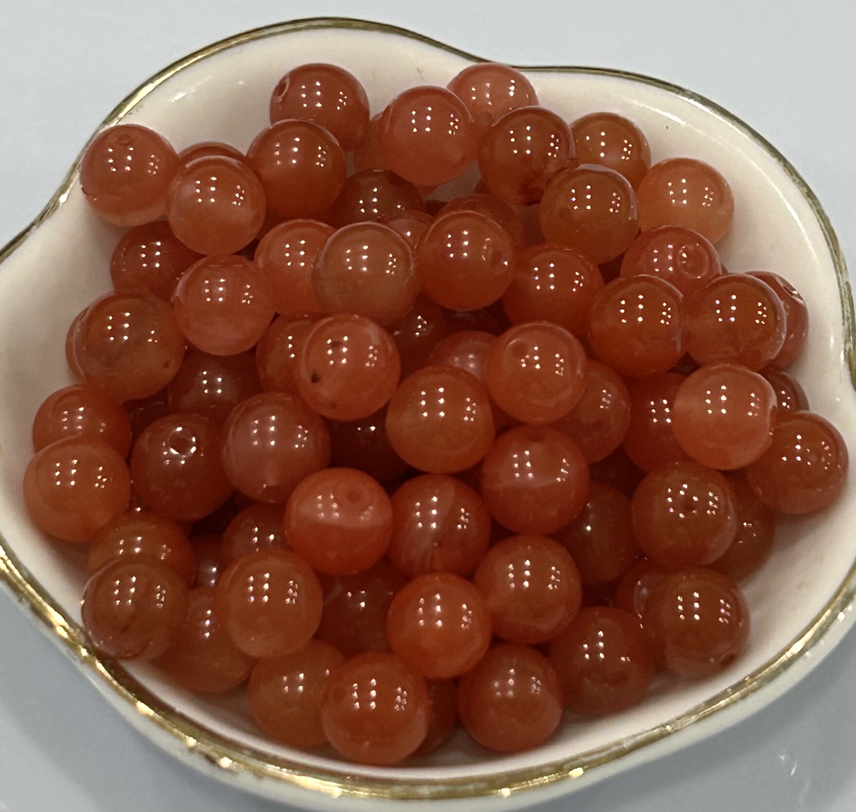 天然冰红南红单珠散珠7.5mm 5颗价