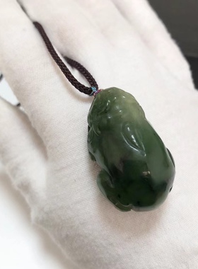 D629# 天然和田玉碧玉老料貔貅吊坠36.5*23*19.5mm 重23.95克