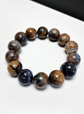 S1495# 天然油画石彼得石单圈手链13mm