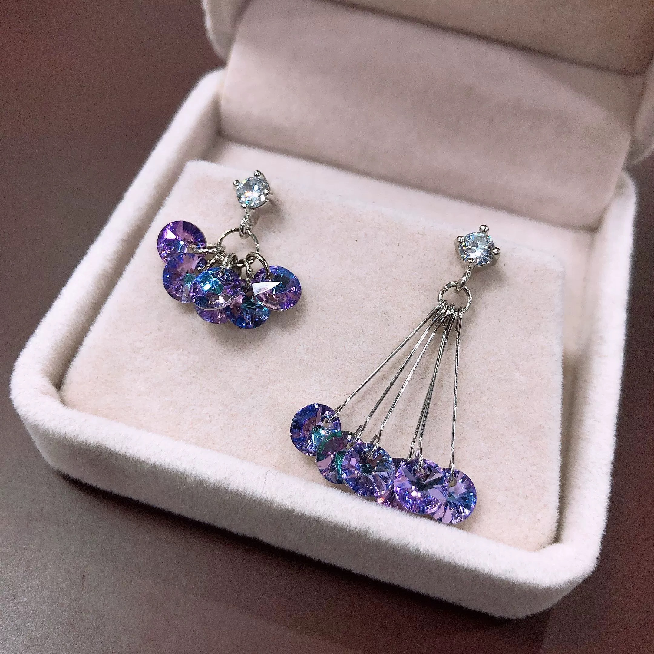 A12 925纯银耳饰 水晶 AB款精致耳坠 耳环 耳钉