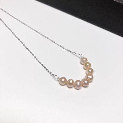 D435# 天然淡水珍珠吊坠 锁骨链 5.5-6mm 配S925银链