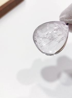 D1285# 天然全净体紫锂辉水滴吊坠23.3*24.5*12.8mm 重14.96克