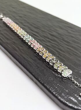 S451# 通体S925纯银精工镶嵌满镶天然巴西碧玺手链