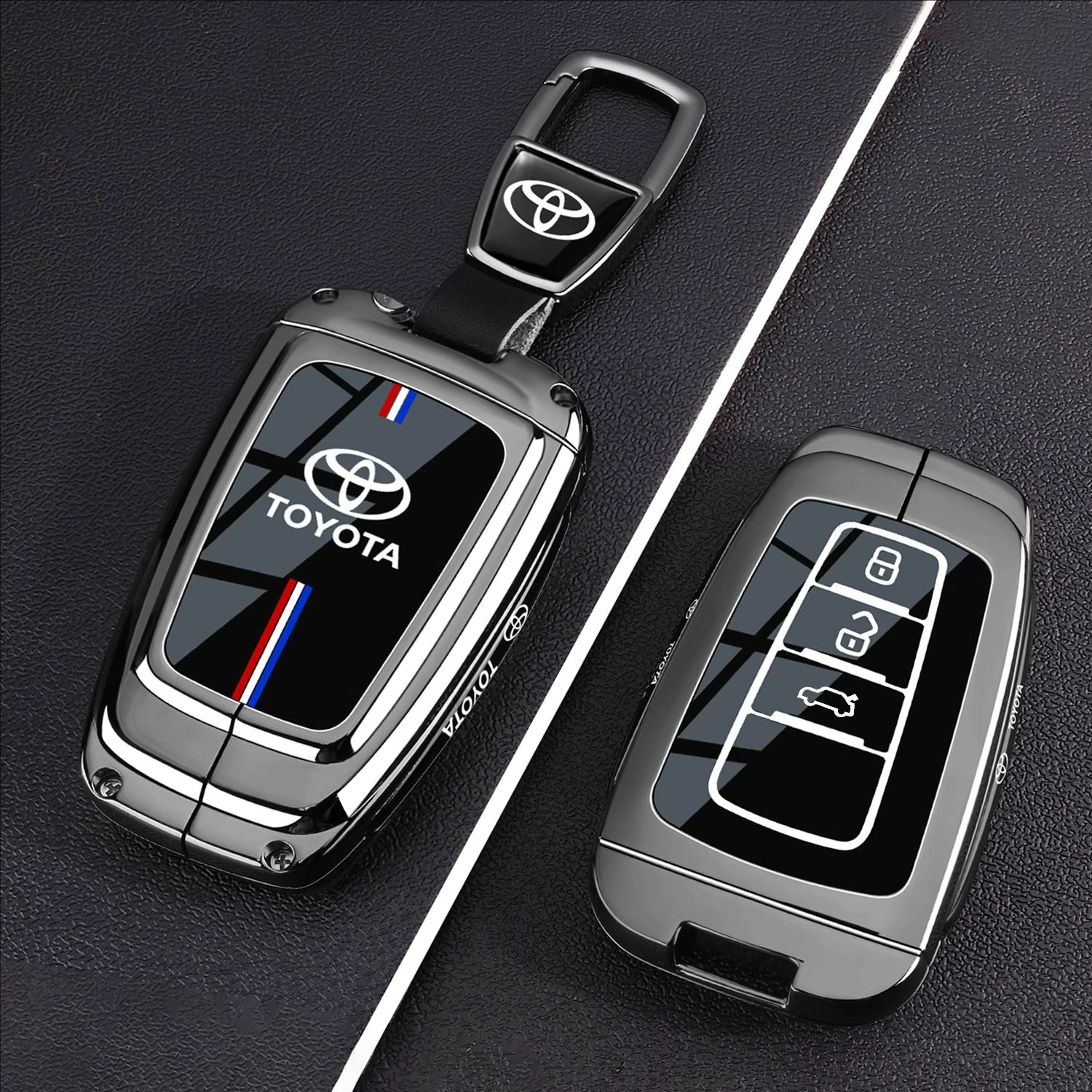 适用丰田钥匙套8八代9九代凯美瑞雷凌凌尚锋兰达汉兰达汽车包扣壳