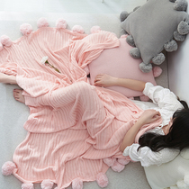 Ins girl's heart blanket net red knitting blanket ball blanket pure cotton summer blanket air conditioning blanket Nordic sofa