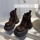 欧货朋克复古工装 高级7cm马丁靴女2025秋季 真皮厚底短靴潮