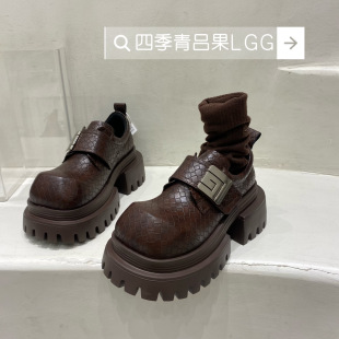 复古雅痞棕调乐福鞋女2025新品厚底7cm轻便舒适百搭小皮鞋