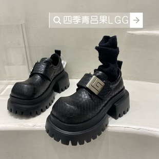 女休闲松糕透气凉英伦乐福鞋 7cm增高厚底单鞋 时尚 欧货2025新款