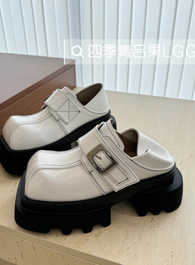 欧货高质厚底方头个性小众乐福鞋女2026春季新款百搭单鞋小皮鞋