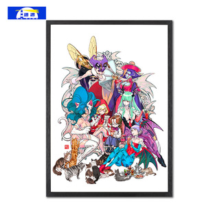 飾畫Darkstalkers游戲海報莫莉卡臥室卡通墻貼 惡魔戰(zhàn)士動漫周邊裝